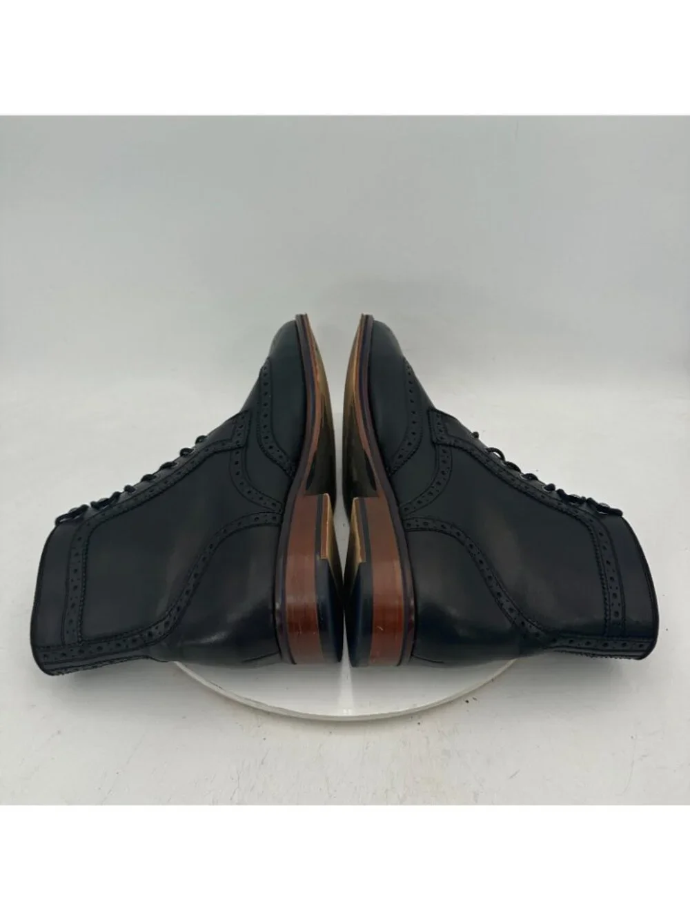 Johnston & Murphy Men Size 12M Black Leather Brogue Wingtip Ankle Combat Shoes
